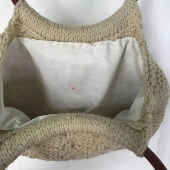Vintage Knit Boho Round Handle Handbag Purse - Picture 2 of 12